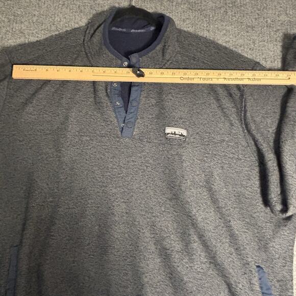 Eddie Bauer Fleece Mens XL Blue Gray Snap T Pullover Outdoor Travel Casual Hike - Picture 11 of 12